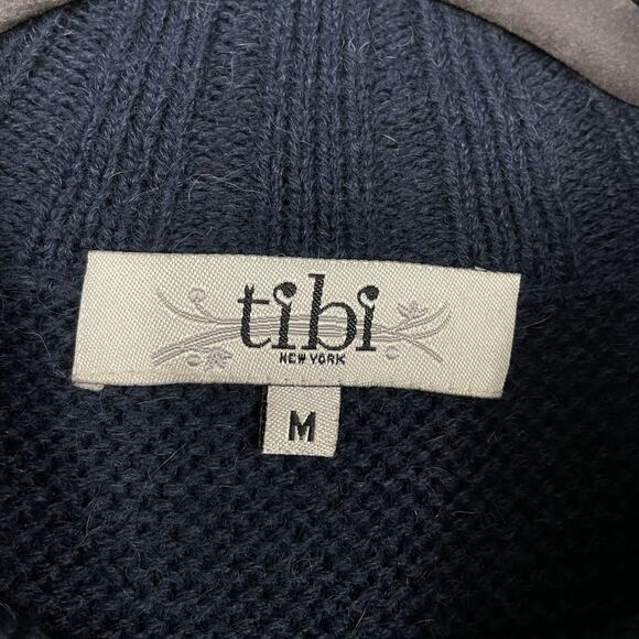 Tibi New York Sweater Dress Size Medium Navy Merino Wool Alpaca Knit Career - Picture 3 of 11